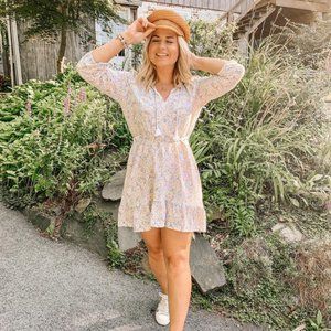 LOFT Beach Floral Long Sleeve Mini Dress